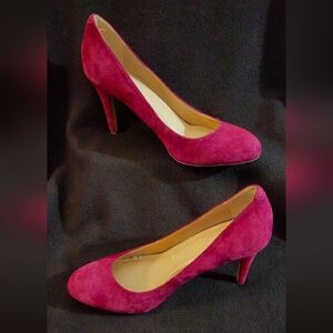 Lands' End Women's Plum Color Faux Suede Heels - Size 9B